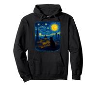 Cat Madrid Starry Night Skyline with Spanish City Lights Pullover Hoodie