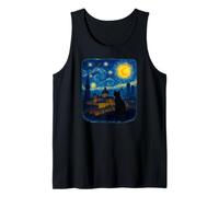 Cat Madrid Starry Night Skyline with Spanish City Lights Tank Top