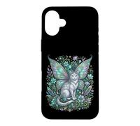 Cat Magical Fairy Fantasy Floral Wings Case for iPhone 16 Plus