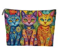 Cat Makeup Bag, a Travel Toiletry Bag for cat Lovers, Making it a Birthday Gift for Best Friends, Sisters, Colleagues, or Close Friends (Boho Cat)