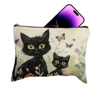 Cat Makeup Bag, Large Capacity Cosmetic Pouch Organizer, Cute Vintage Clutch Handbag, Toiletry and Stationery Storage Organizer for Travel Or Birthday Present, Women, Mixed Colour, Multicolored, A