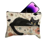 Cat Makeup Bag, Large Capacity Cosmetic Pouch Organizer, Cute Vintage Clutch Handbag, Toiletry and Stationery Storage Organizer for Travel Or Birthday Present, Women, Mixed Colour, Multicolored, B