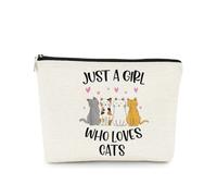 Cat Makeup Bags for Women Cute Gifts for Cat Lovers Cute Cat Things Cosmetic Bag with Cat Motif and Zipper (B)