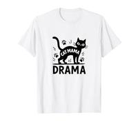 Cat Mama Drama: Feline Lover's Playful Pet T-Shirt, Men, White, 4XL