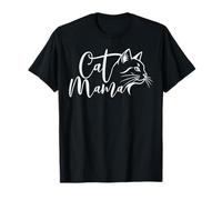 Cat Mama Elegant Script Cat Illustration Kitten Lover T-Shirt