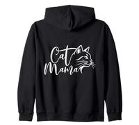 Cat Mama Elegant Script Cat Illustration Kitten Lover Zip Hoodie