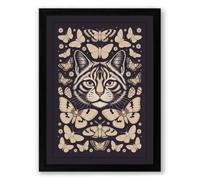 Cat Mandala Boho Framed Wall Art Print A4 (29.7×21cm) Black, Wall Decor for Living Room, Bedroom, Office & Home, Ready to Hang, Art Gift