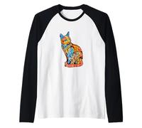 Cat Mandala Pattern Colour Output Raglan Baseball Tee