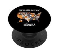 Cat Map of the United States Men Women Kids Funny Cat PopSockets Adhesive PopGrip