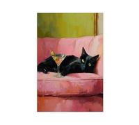 Cat Martini Poster Canvas Poster Bedroom Decor Landscape Office Room Decor Gift 24x36inch(60x90cm)