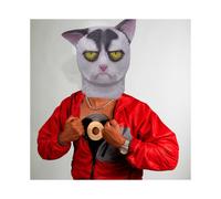 (Cat mask 3) Raptor Mask with Fur Original Furri Dragon Dinosaur Head Latex Mascara