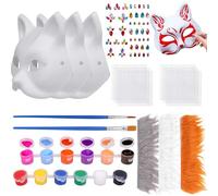 Cat Mask DIY Kit - 3 PCS Blank Fox Masks to Decorate, Animal Art Craft for School Party, Halloween Masquerade, Cosplay