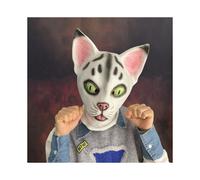 (Cat mask) Raptor Mask with Fur Original Furri Dragon Dinosaur Head Latex Mascara