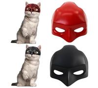 Cat Mask Set of 2, Batman Mask for Cats and Cat Woman Costume, High-Quality Materials, Red and Black, Halloween Cosplay and Costume Parties, Funny Cats Wearing