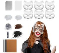 Cat Mask Set, Set with Empty Cat Face | Crafts with Mesh and Felt Costume Accessory Set for Masquerade Ball Cosplay Parties