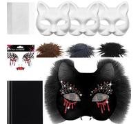 Cat Masque Base, Animal Masque, Crafting Customizable Design Creative Outlet Felt Sheets Mesh Eyes, Arts Crafts for Masquerade Women Cosplay Carnival Party 7.48x6.69inches