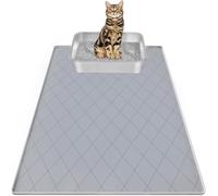 Cat Mat for Litter Box, Large 35" X 22" Cat Litter Mat, Indoor Waterproof Silicone Litter Trapping Pad for Floor, Soft on Kitty Paws, Easy to Clean, Non-Slip, Gray