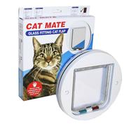 Cat Mate 210W Glass Fitting Cat Flap - 4-Way Lock, Silent Action, White, Fits 0-30mm Panels