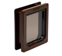 Cat Mate 4-Way-Locking Cat Flap with Door Liner to 50 mm (235) - Secure Lockable Door for Small to Medium Sized Cats, for UPVC, Wood and Wall, Brown