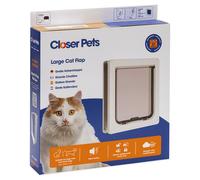 Cat Mate Cat Door 221W Large White, 4-Way Lock, For Cats, 9.25x9.88 Inches
