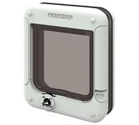ROTARY 4 WAY LOCKING CAT FLAP PET MATE ENTRY EXIT DOOR WHITE LOCKABLE ENTRANCE
