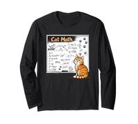 Cat Math Physics Equations Blackboard Funny Tabby Cat Long Sleeve T-Shirt