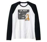 Cat Math Physics Equations Blackboard Funny Tabby Cat Lover Raglan Baseball Tee