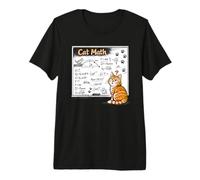 Cat Math Physics Equations Blackboard Funny Tabby Cat Premium T-Shirt