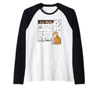 Cat Math Physics Equations Blackboard Funny Tabby Cat Raglan Baseball Tee