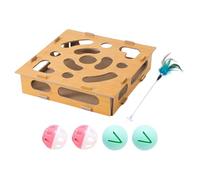 Cat Maze - Interactive Wooden Scratcher with Balls | Cat Self Play Maze Scratchers,for Boredom Training Living Room Bedroom Mealtime Home Travel Balcony