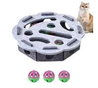 Cat Maze Puzzle Toy, Felt Interactive Self-Entertainment with Bell Balls, Indoor Kitten Pet Enrichment for Boredom Relief & Mental Stimulation grey Circular