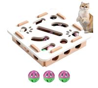 Cat Maze Puzzle Toy, Felt Interactive Self-Entertainment with Bell Balls, Indoor Kitten Pet Enrichment for Boredom Relief & Mental Stimulation white Square
