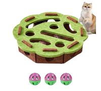 Cat Maze Puzzle Toy, Felt Interactive Self-Entertainment with Bell Balls, Indoor Kitten Pet Enrichment for Boredom Relief & Mental Stimulation green Circular