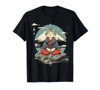 Cat Meditation Mountain Yoga Buddhist Zen Buddha Hindu T-Shirt