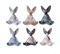 Cat Meditation Statue Resin Garden Ornament, Hand-Painted Sphynx Cat Figurine with Yoga Pose and Buddha Style for Indoor or Outdoor Home Decoration, 13cm Multicolour(Black)
