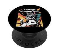 Cat Meme Average Monday 9AM Funny Sarcastic Back to Work PopSockets Adhesive PopGrip