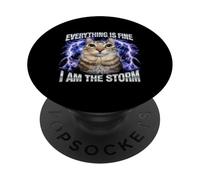 Cat Meme Everything Is Fine I Am The Storm PopSockets Adhesive PopGrip