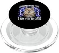 Cat Meme Everything Is Fine I Am The Storm PopSockets PopGrip for MagSafe