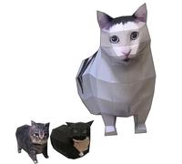 Cat Meme Origami Papercraft Kit, 1:1 Life Scale 3D Paper Models Decorative Paper Craft Set, Viral Brainrot Cats DIY Handmade Craft Kits (Huh Cat)