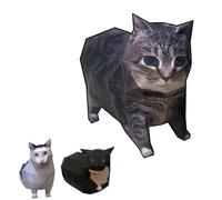 Cat Meme Origami Papercraft Kit, 1:1 Life Scale 3D Paper Models Decorative Paper Craft Set, Viral Brainrot Cats DIY Handmade Craft Kits (Oiia Cat)