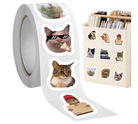 Cat Meme Stickers - 500 Pieces Cat Memes Stickers Cute | Waterproof Sticker Roll, Car Decals with Laptop, Bottle, Bracelet Use | Teens, Adults, Youth, School, Family, Christmas, Halloween