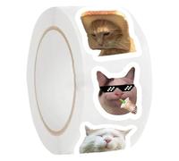 Cat Meme Stickers - Cute Waterproof Roll, Funny Aesthetic Vinyl Pack, Scratch Resistant Car Decal Set | Laptop Bottle Bracelet Bundle, Teens Adults Youth School Family Collection
