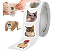 Cat Meme Stickers Roll - 500 Pieces Vinyl Stickers Animal | Waterproof Aesthetic Label Stiickers | Long Lasting Cat Stiickers for Kids Teens, Youth, Adults, School, Family, Friends Bottle, Table