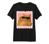 Cat Meme Tee Tummy Ache Survivor Ironic Internet Cats Jokes Premium T-Shirt