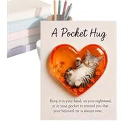 Cat Memorial Card, Healing Energy Postcard, 10x8cm, Po Cket Hug Cat, Encouragement Greeting Card, Sincere Memorial Tributes, For Men Women Boys Girls Youth Teens