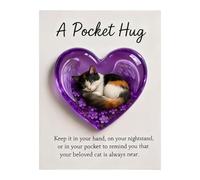 Cat Memorial Card - Heart Shape Sleeping Cat Memorial Postcard | Encouragement Greeting Card, Pet Pòcket Hug | Animal Keepsake Figurines for Men Women Boys Girls