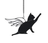 Cat Memorial Gifts for Loss of Cat - Angel Wing Cat Loss Sympathy Gift, Stained Glass Black Cat Suncatcher Decor, Cat Lovers Gifts Ornament, Pet Memorial Cat Remembrance Gifts