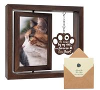 Cat Memorial Gifts for Loss of Cat - Pet Memorial Gifts Cat,Loss of Cat Sympathy Gift, Cat Passing Away, Pet Remembrance Gift Cat,Rotating Wooden Cat Picture Frame 4x6 Photo