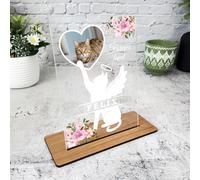 Cat Memorial Keepsake Gift Cat Heaven Heart Photo Personalised Gift Plaque - Acrylic Plaque, Personalised Memorial Present Gift