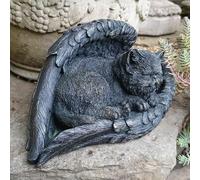 Cat Memorial Ornament Modelled as a Cat Wrapped in Angel Wings in a Bronze Effect Finish